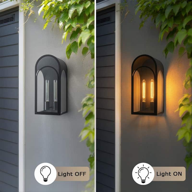 20 inch Large Outdoor Wall Lantern with Clear Glass - Black