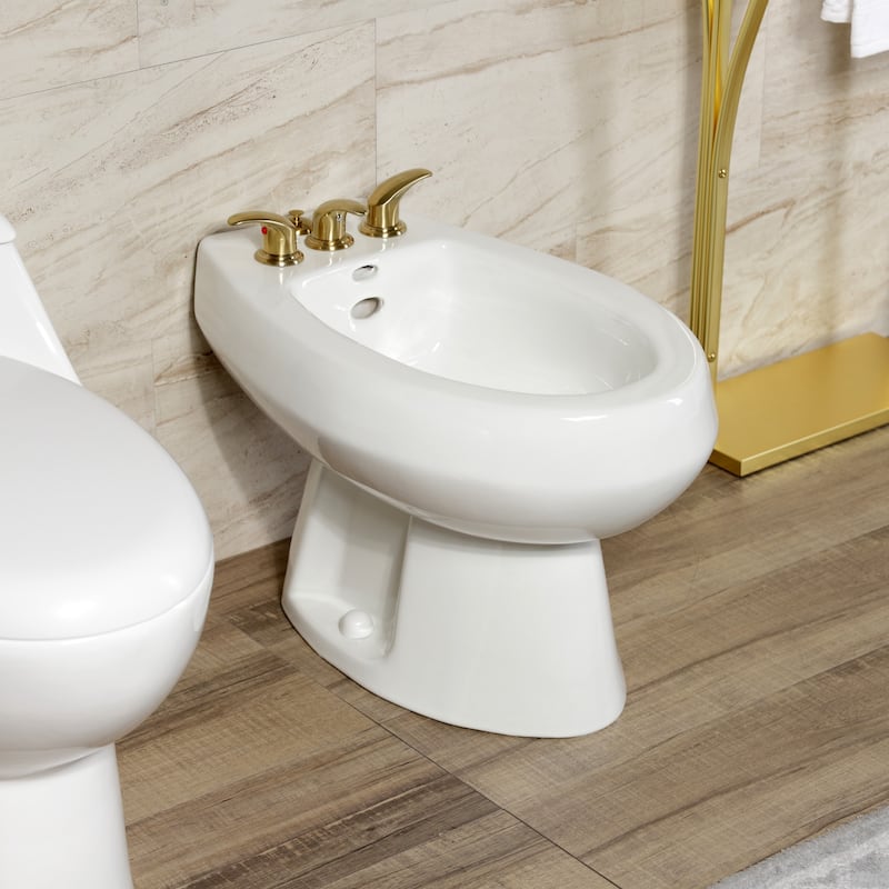 Kingston Brass Three-Handle Deck Mount Bidet Faucet