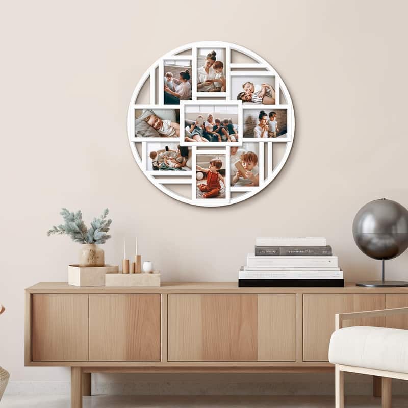 Hello Laura 9 Opening Round 4×6 Collage Wall Frame Multi Picture Photo Frame for Wall - White