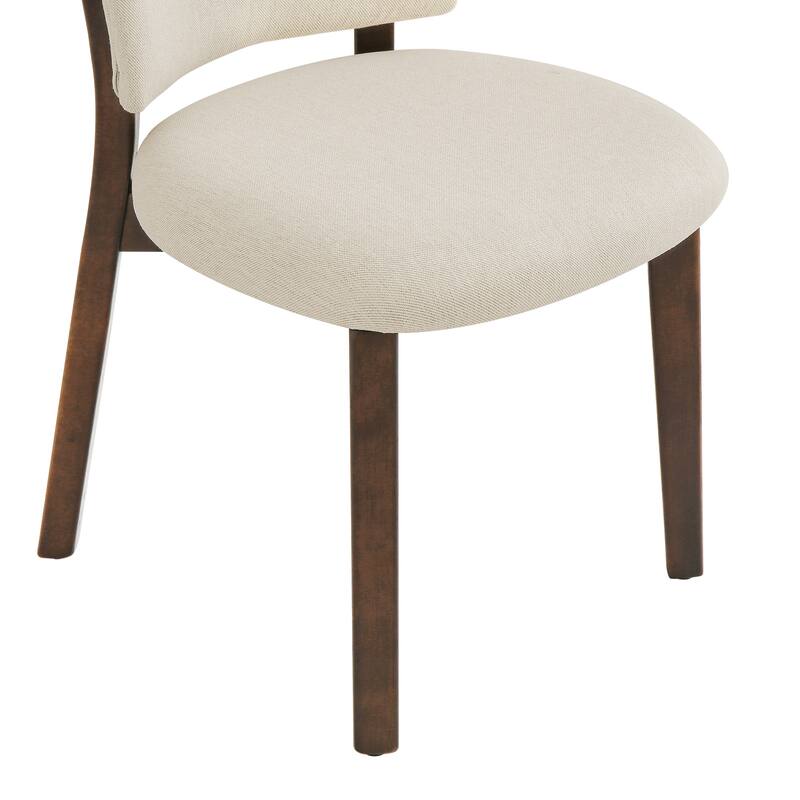 Fabric Upholstered Dining Chairs Set of 2/4 with Wooden Legs, Modern Kitchen Dining Chairs with Back, Walnut Flaxen