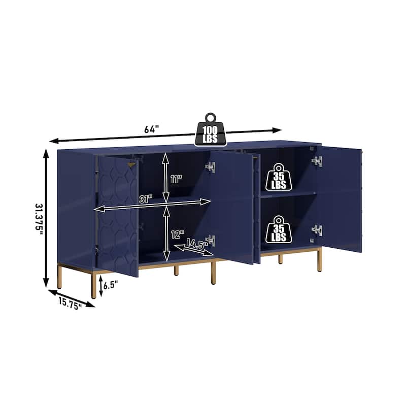Clihome Storage High Gloss Entertainment Centers TV Stand, Sideboard