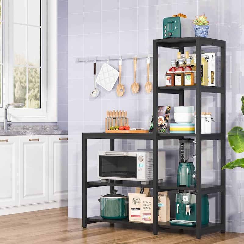 5-Tier L Shaped Kitchen Bakers Rack with Storage Shelf