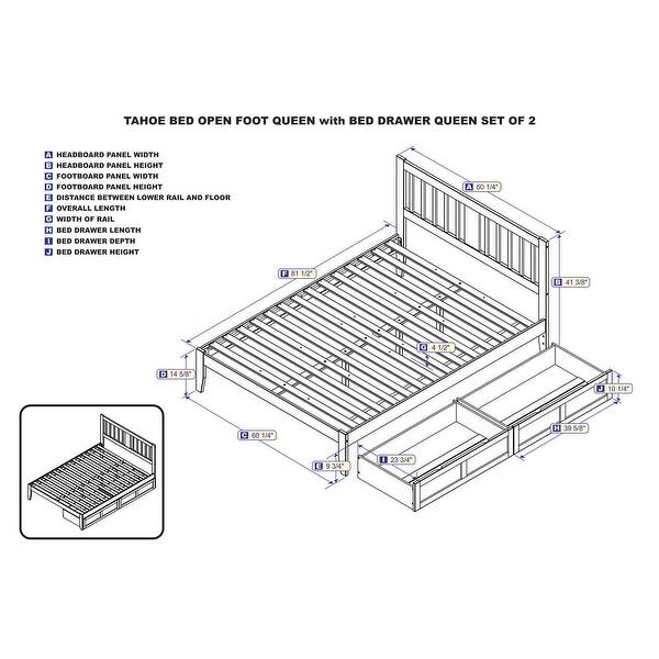 Tahoe Queen Platform Bed with 2 Storage Drawers in Espresso Bed Bath