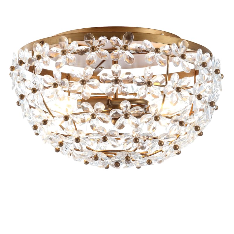 Coco 15.5" Metal/Acrylic LED Flush Mount, Antique Gold by JONATHAN Y
