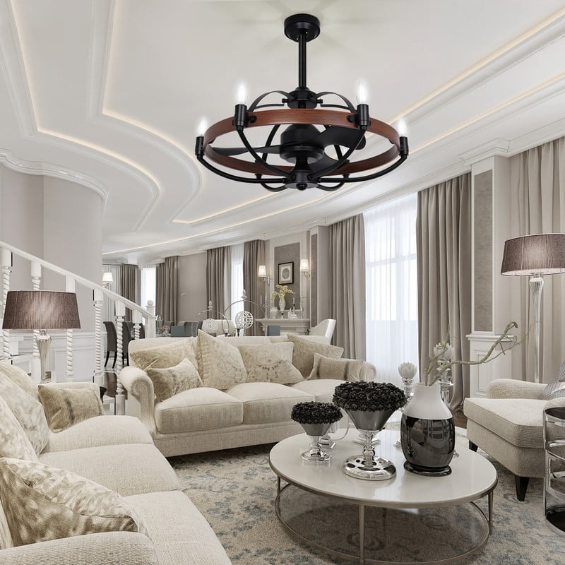 Farmhouse Modern Black LED Dimmable Ceiling Fan with Light and Remote Control 3 ABS Blades DC Motor for Bedroom Living Room