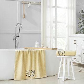 Navy Country Bath Stars Creme Bath Towel Set of 2 27x54