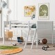preview thumbnail 2 of 9, White Full Size Solid Wood Low Loft Bed with Ladder and Fence