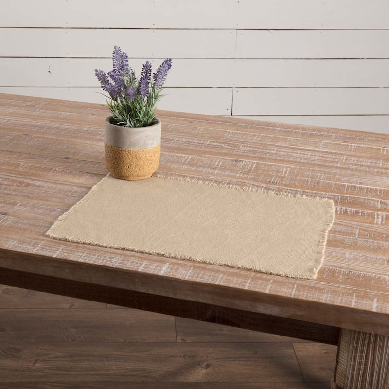 Burlap Placemat Fringed Set of 6 12x18 - Placemat 12x18