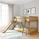 preview thumbnail 4 of 38, Max and Lily Classic Twin over Twin Low Bunk with Easy Slide Pecan