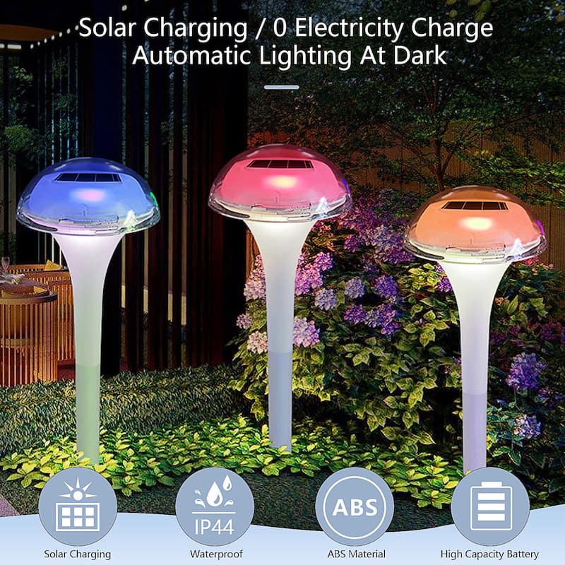 Solar Powered Integrated LED Mushroom Pathway Light Pack(Set of 6) - N/A