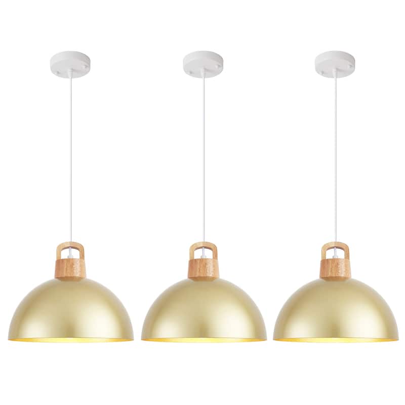 (Set of 3) Modern Semi Flush Mount Chandelier, Industrial 1-Light Pendant Lights with Dome Shape for Dining Room Kitchen Island