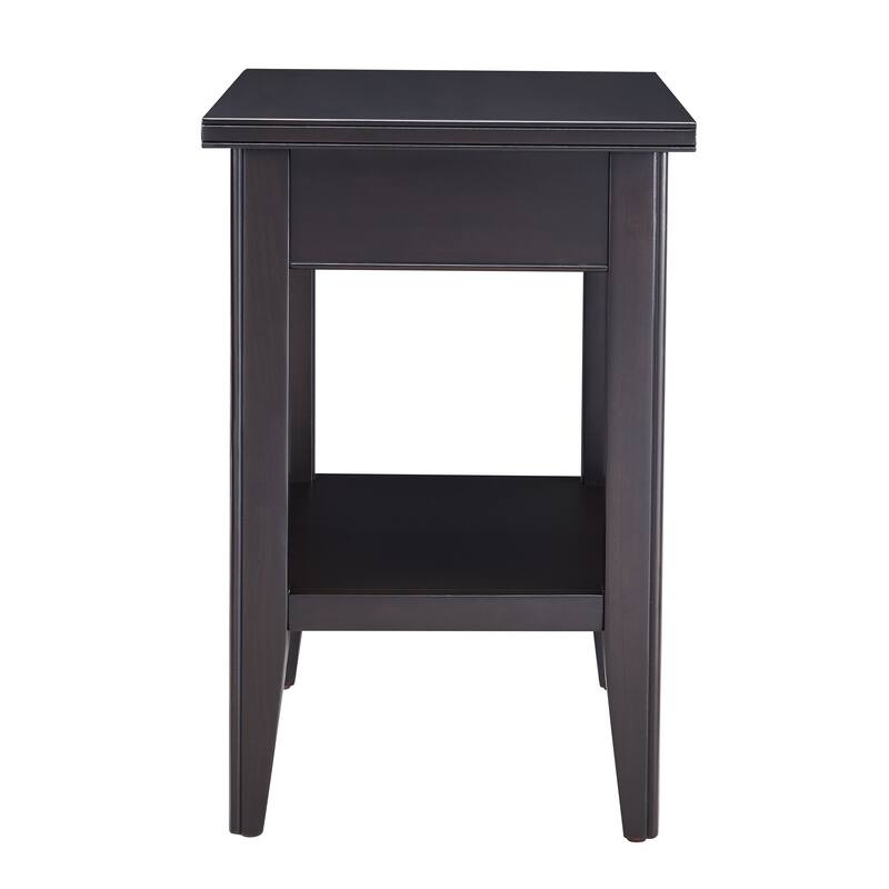 Laurent Narrow Solid Wood Side End Table with Shelf