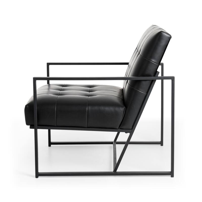 Glitzhome 29.50"W Mid-Century PU Leather Tufted Accent Chair - 29.5"W x 30.5"H x 29.25"D