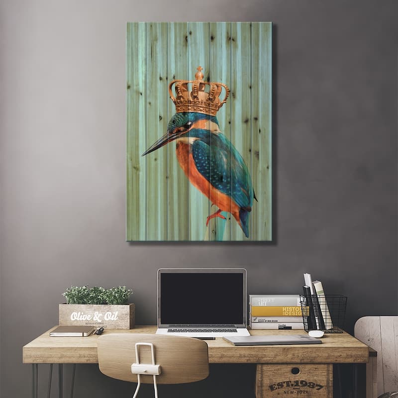 Kingfisher Print On Wood by Jonas Loose - Multi-Color