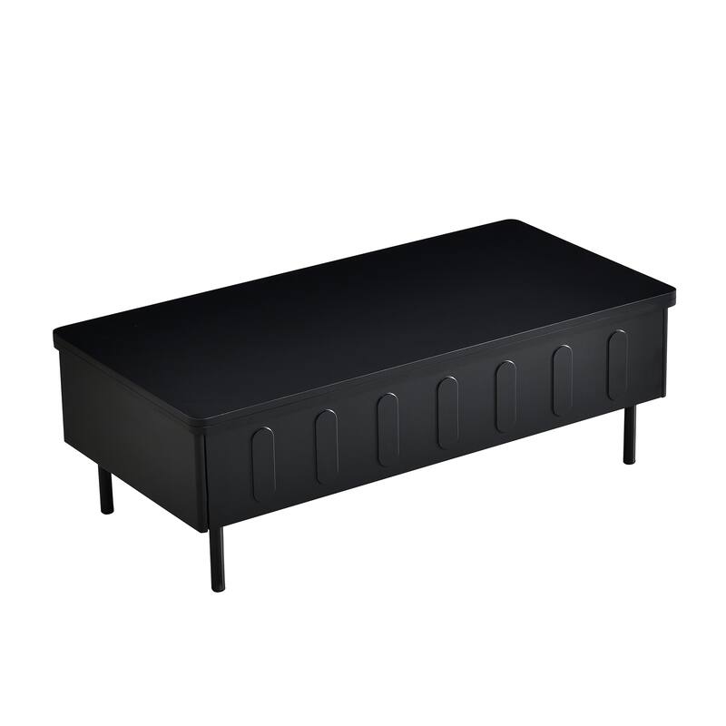 Lift Top Coffee Table with Two Drawers Foldable Top and Hidden Storage Compartment for Living Room Use