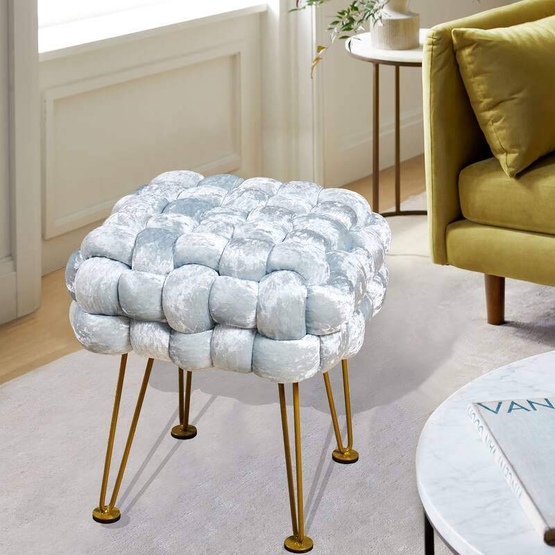 Home Soft Things Crushed Velvet Pouf Stool Ottoman