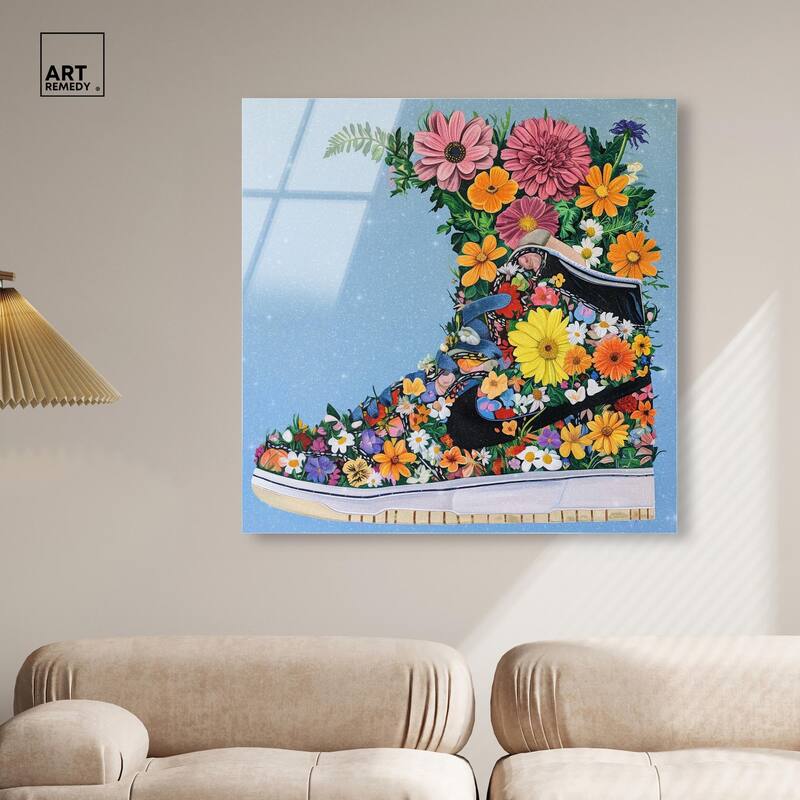 Blooming Floral Sneaker Acrylic by Art Remedy, Ready to Hang