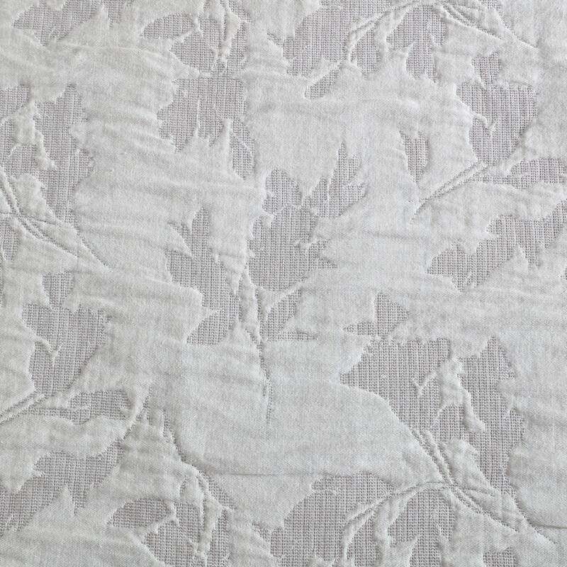 Calvin Klein Cascade Floral Leaf Jacquard Cotton All Season Comforter Set (Grey, 3 Piece)