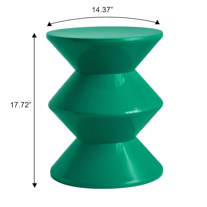 Round Side Table in ABS Plastic with Double-Hourglass Design End Table For Indoor and Outdoor