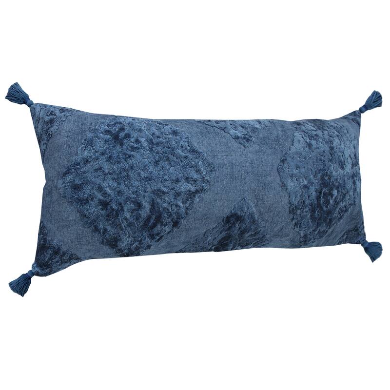Sevita Deep Blue Traditional Textured Medallion Throw Pillow