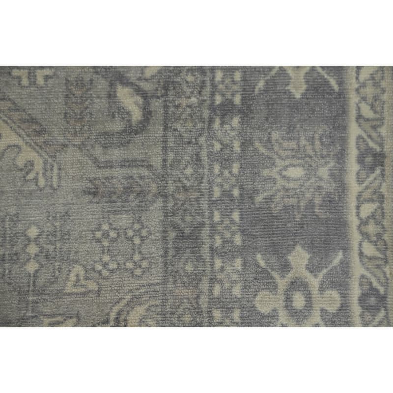 Hand-knotted Transitional Silk Carpet Grey Oushak Rug Geometric Oriental Area Rug - 7' 10'' X 4' 10''