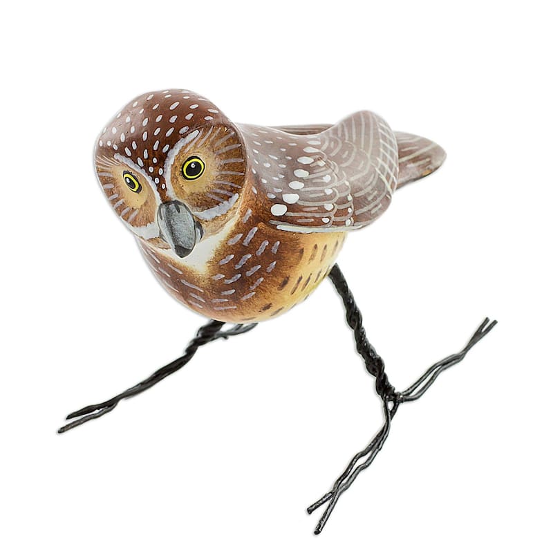 NOVICA Burrowing Owl, Ceramic figurine