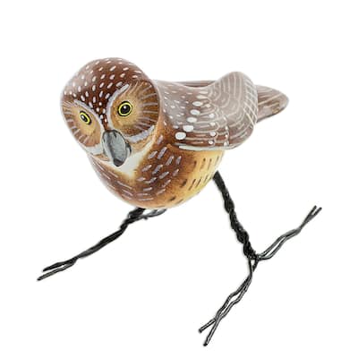 NOVICA Burrowing Owl, Ceramic figurine