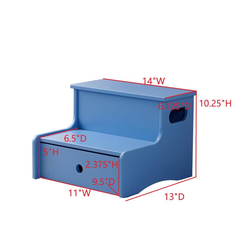 Lylia Collection MDF Wood 2-Step Kids Stool with Storage