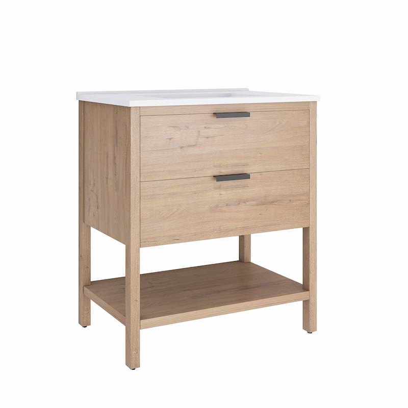 Plywood Freestanding Bathroom Vanity Set with Integrated Sink