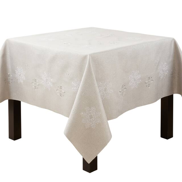 Elegant Tablecloth With Snowflake Design - 36"x36" - Silver
