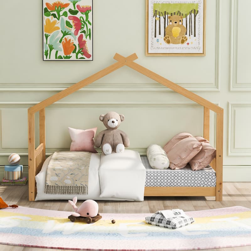 Twin Pine House Platform Bed with Headboard & Footboard