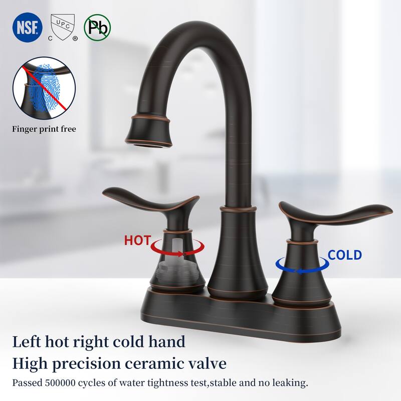 2-Handle 4-Inch Matte Black Bathroom Faucet, Bathroom Vanity Sink Faucets with Pop-up Drain and Supply Hoses