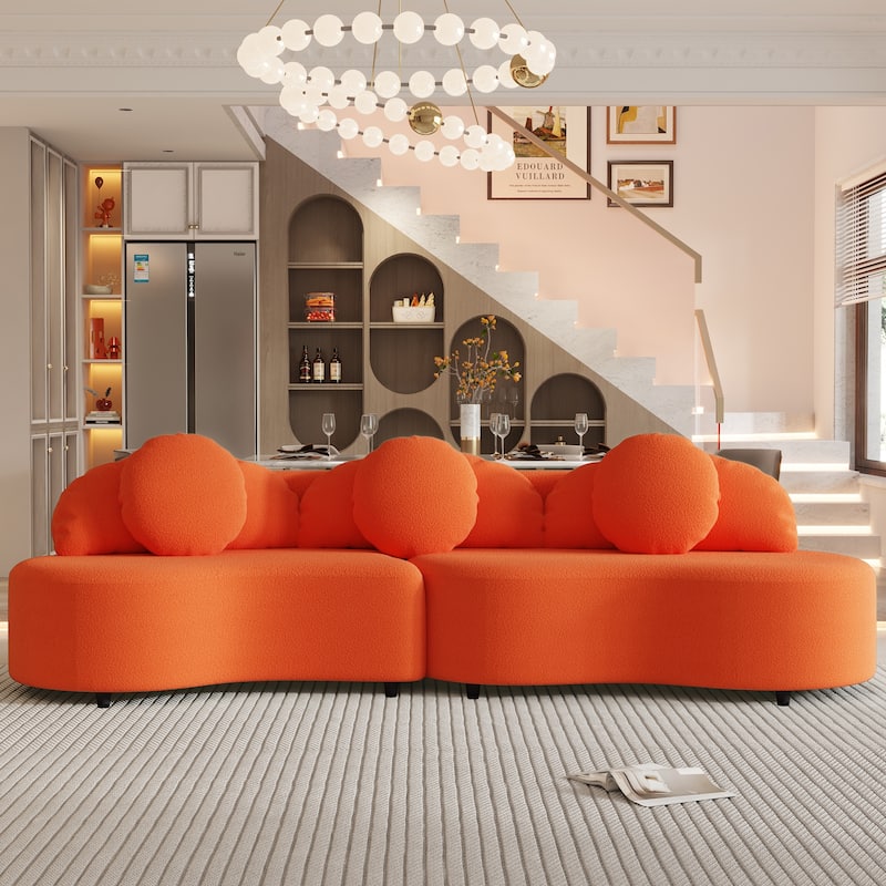 103.5" Foam 3-Seater Sofa with High-Density Cushions & 3 Pillows