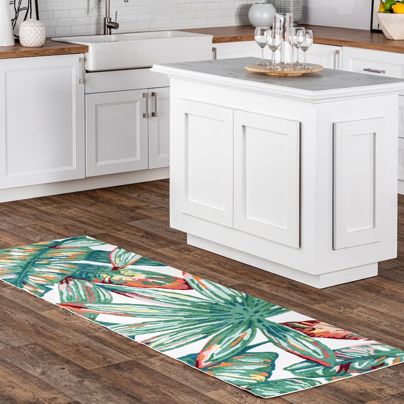 Nuloom Multi Indoor/Outdoor Contemporary Tropical Majestic Floral Bloom Area Rug - 2'6" x 6' Runner - Green Multicolor