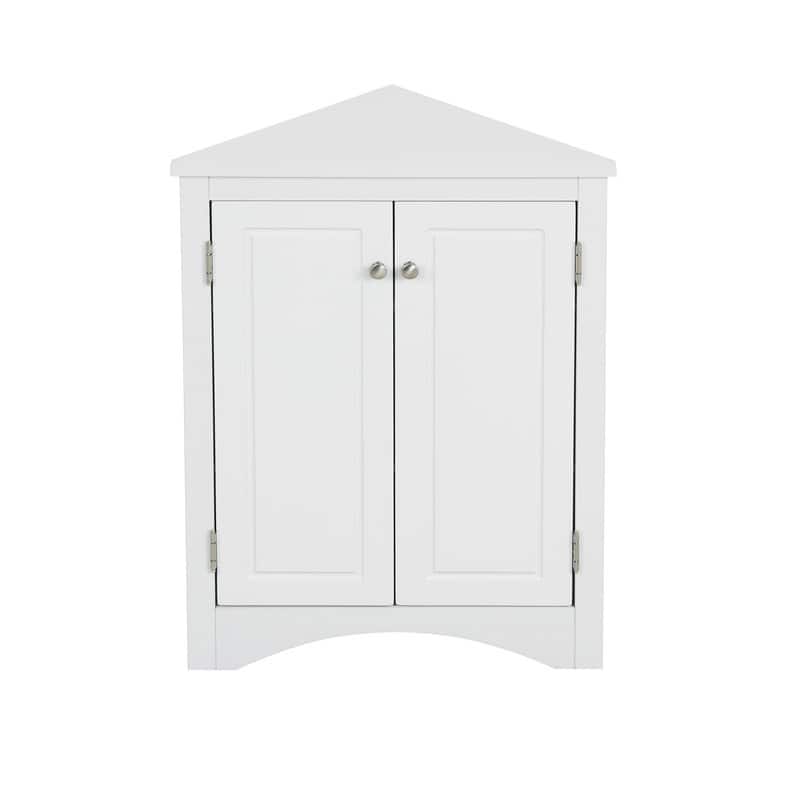 Corner Triangle Bathroom Storage Cabinet with Adjustable Shelves, Freestanding Floor Cabinet, Accent Cabinet for Living Room