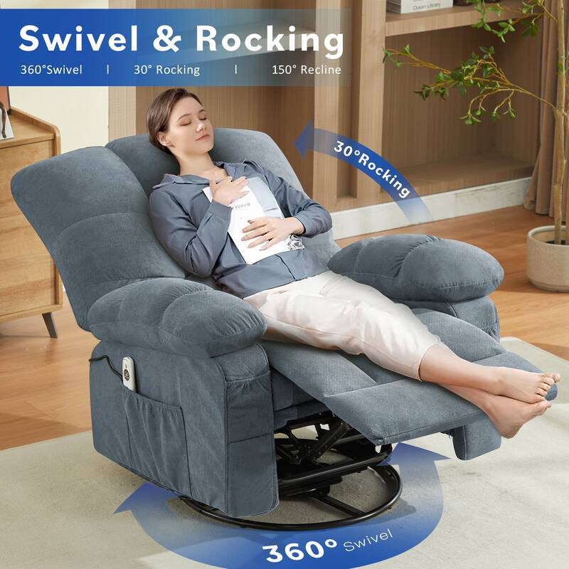 Massage Recliner Chair with Vibration and Lumbar Heating 350LB Capacity Swivel Rocker