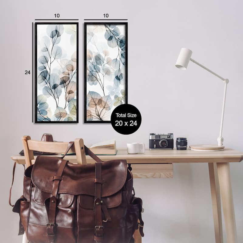 Stupell Elegant Abstract Botanical Plant Leaves Pattern Collage Framed 2 Piece Wall Art - Brown