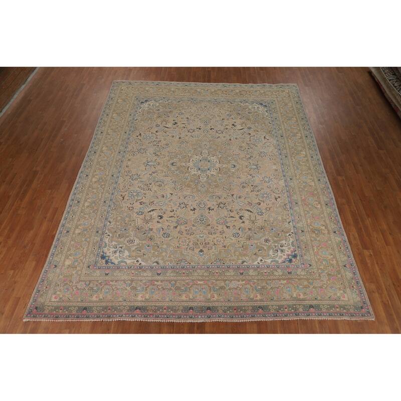Traditional Mashad Persian Area Rug Hand-Knotted Wool Carpet - 9'7"x 12'3"