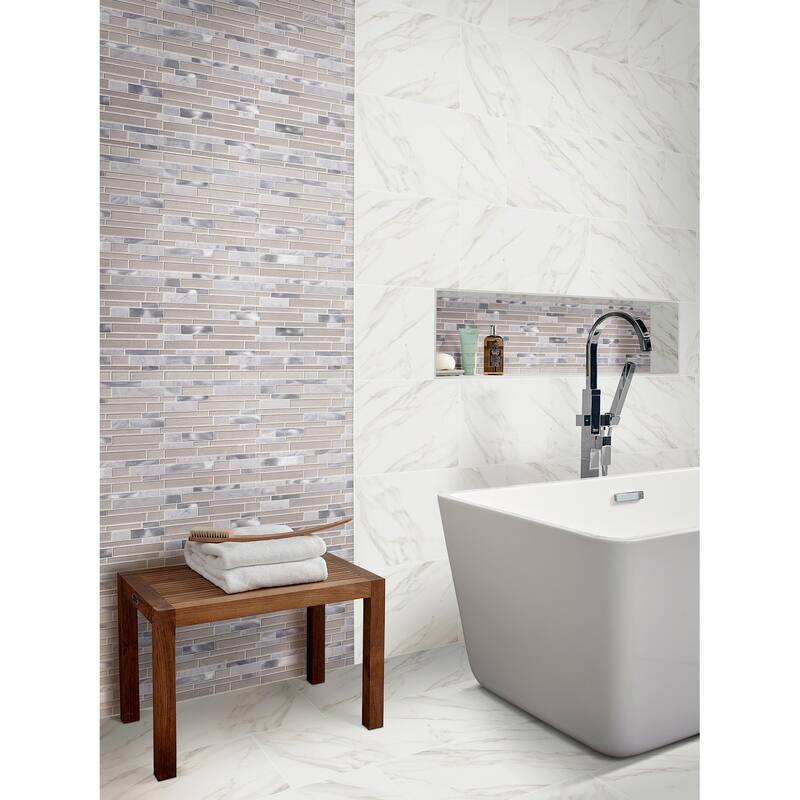 Ackland AKM-SGM-12X12ILX-CA 12" x 12" Glass and Metal and Stone Linear