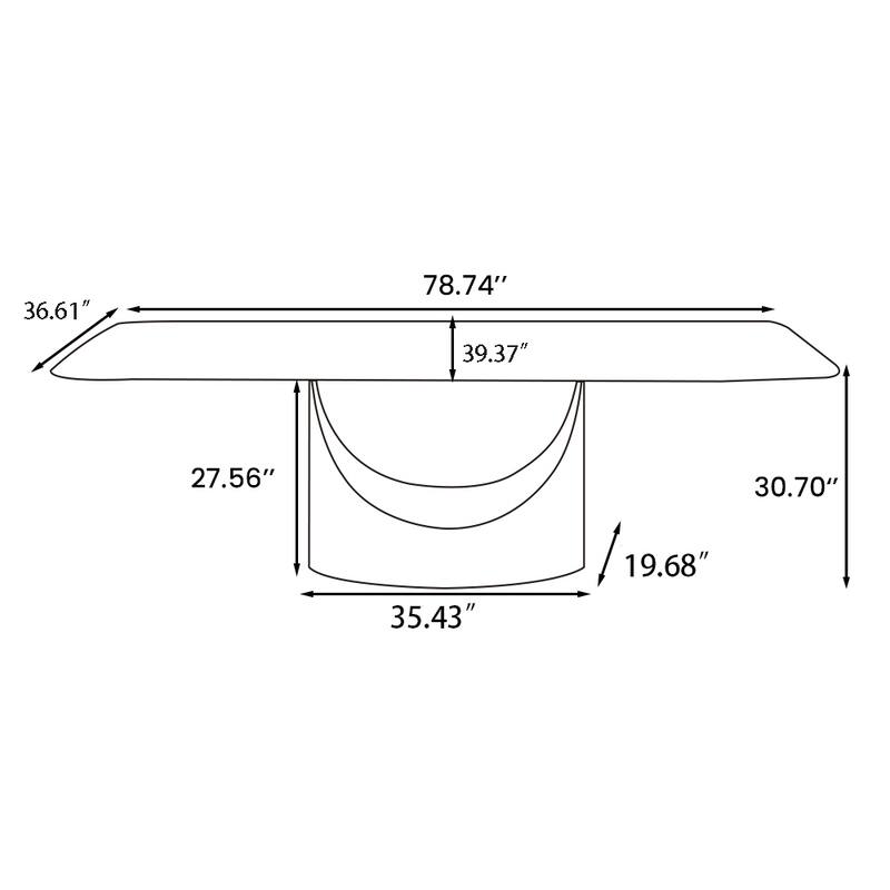 63"-94" Hobart Modern Dining Table with Rectangular Sintered Stone Tabletop and Carbon Steel Leg for 4-10