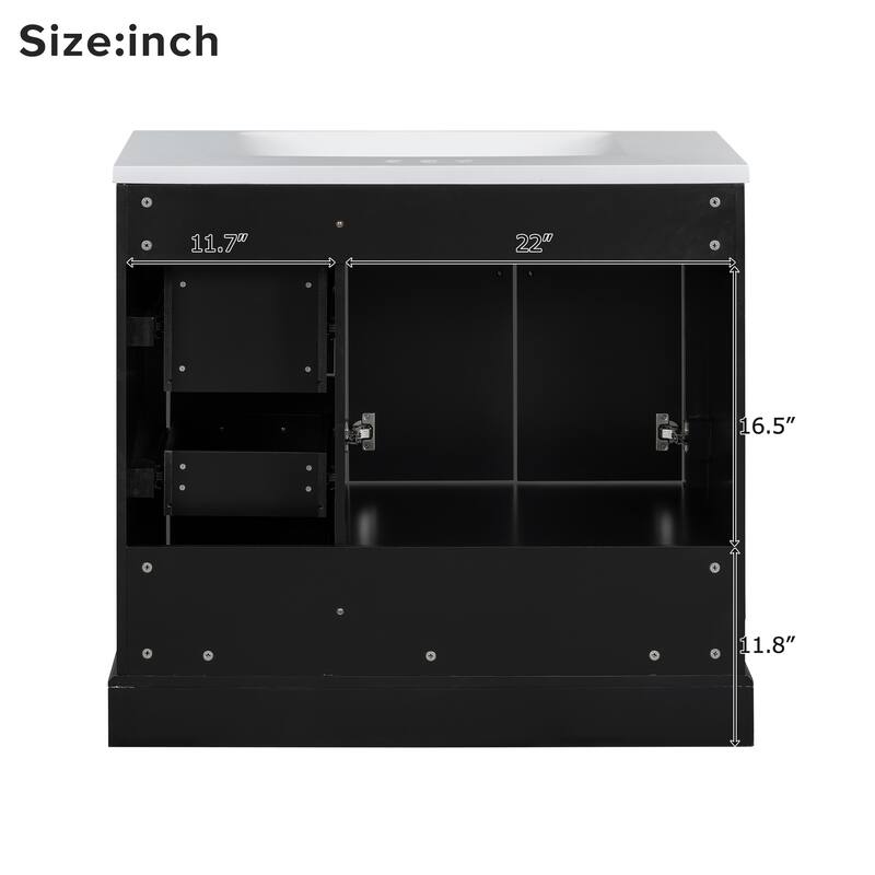 36 inch MDF Freestanding Bathroom Vanity Set with Integrated Ceramic Sink - 36" x 18" x 34"