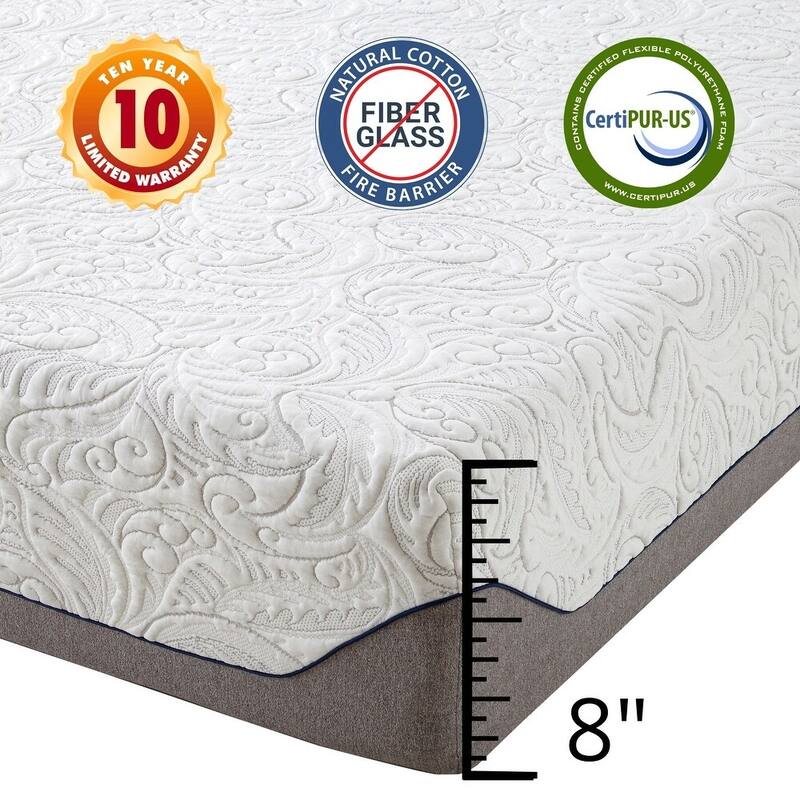 Upholstered Platform Bed and Mattress Bundle - Bed Frame with 8 in. Memory Foam Mattress Included by Boyd Sleep