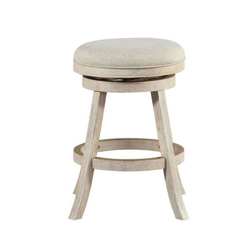 Wooden Swivel Counter Stool with Round Fabric Seat, Gray