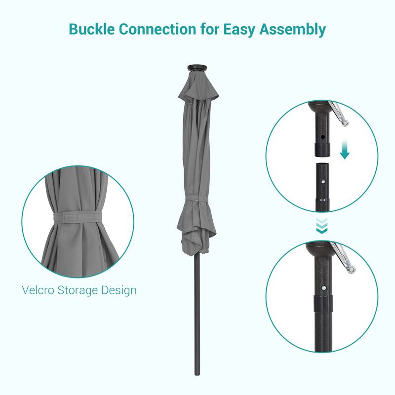 BONOSUKI 7.5ft LED Patio Umbrella Table Umbrellas,with Tilt and Crank