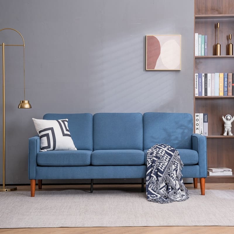 Three Seats Without Chaise Concubine Solid Wood Frame Sofa