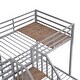 preview thumbnail 12 of 10, Metal Twin over Twin Triple Bunk Bed with Storage Staircase, Silver