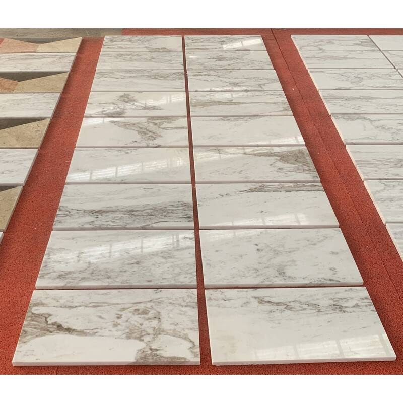 Roomfitters Natural Marble Tile, Polished Stone for Wall and Floor, Genuine Marble, 4-Piece Box, White