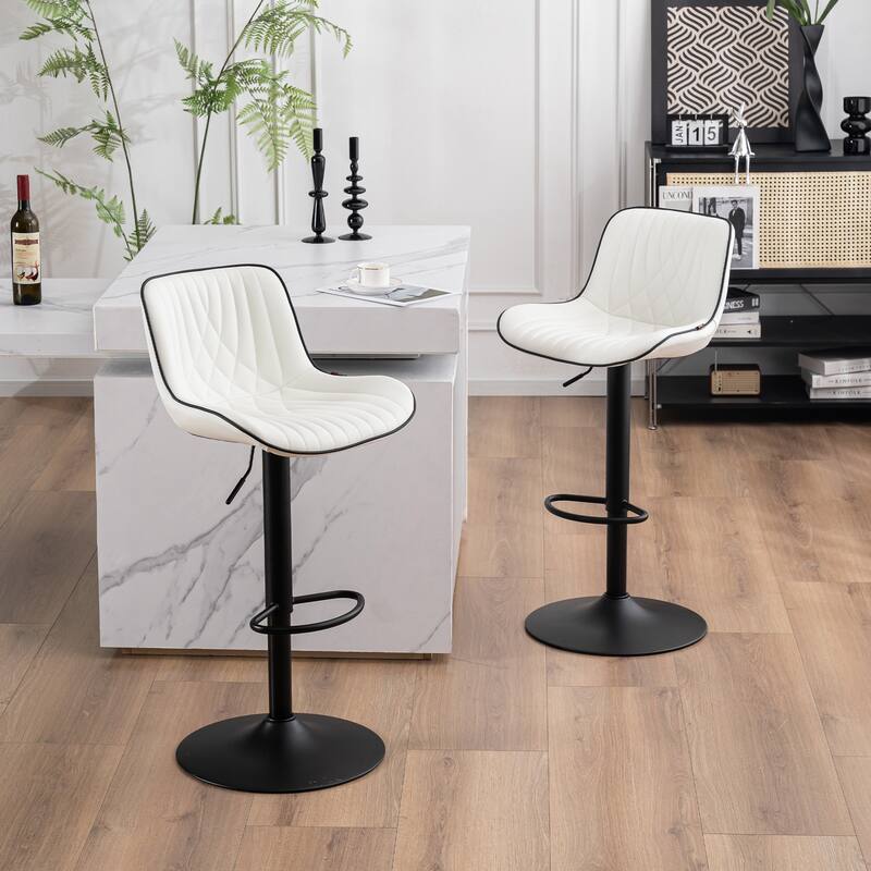 Adjustable Bar Stools Set of 2, Faux Leather Swivel Bar Chairs