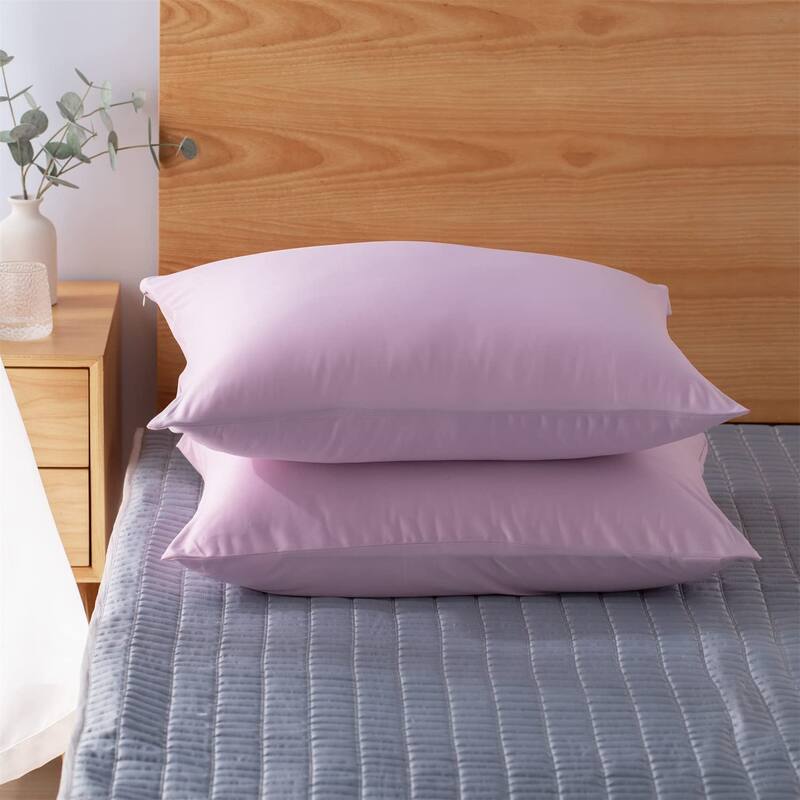 KASENTEX Soft Silky Zipper Cooling Pillow Case - Set of 2 Breathable Pillowcases for Hair and Skin - Standard - Purple
