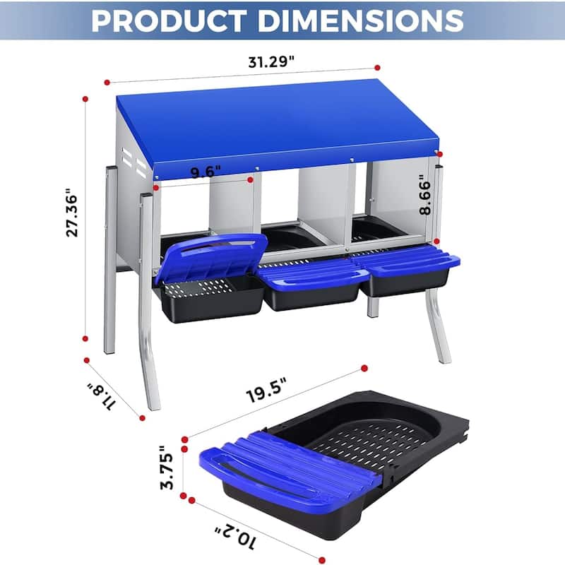 Roll-Away Nesting Boxes for Chickens Coop with Perch